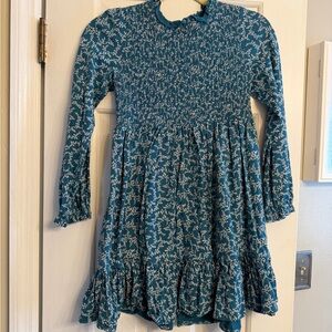 Matilda Jane Teal Floral Smocked Long-Sleeve Dress